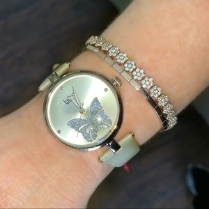 Burgi Womens Gold Tone Strap Watch